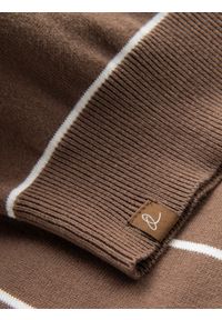 Ombre Clothing - Męski sweter casualowy w poziome paski – brązowy V3. Okazja: na co dzień. Kolor: brązowy. Materiał: nylon, włókno, materiał, bawełna. Wzór: paski. Styl: casual #4