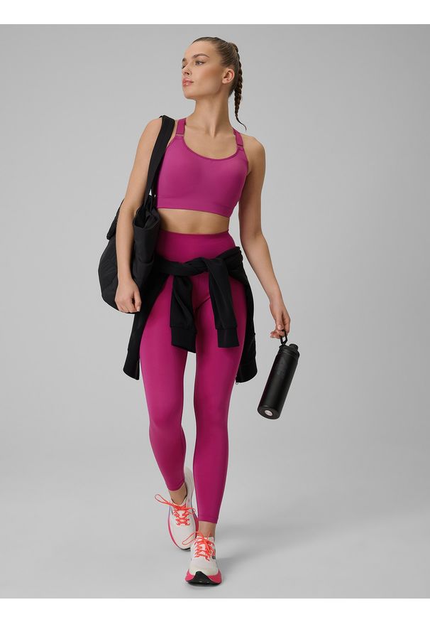 4f - 4F Legginsy treningowe szybkoschnące damskie - różowe M. Kolor: różowy. Sport: fitness