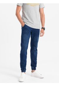 Ombre Clothing - Spodnie męskie jeansowe joggery - niebieskie OM-PADJ-0106 - XXL. Kolor: niebieski. Materiał: jeans #6