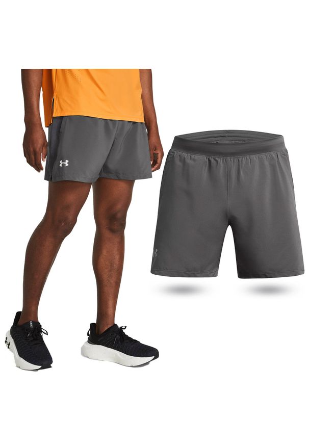 Under Armour - Spodenki fitness męskie UNDER ARMOUR Launch 5" Shorts Szorty. Kolor: szary. Sport: fitness