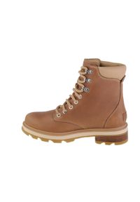 sorel - Buty do chodzenia damskie Sorel Lennox Lace Stkd Wp. Wysokość cholewki: za kostkę. Zapięcie: sznurówki. Kolor: brązowy. Materiał: guma, skóra, tkanina, materiał, syntetyk. Szerokość cholewki: normalna. Sport: turystyka piesza