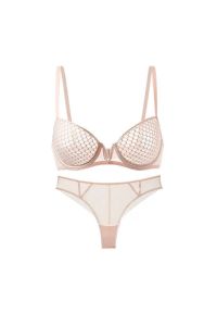 Intica - Komplet bielizny z motywem plastra miodu Cacilie. Kolor: beżowy. Materiał: tkanina #1