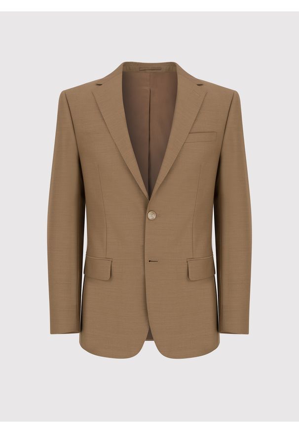 Pako Lorente - PAKO LORENTE – Jasnobrązowa garniturowa marynarka męska z wełną. Kolor: brązowy. Materiał: wełna. Styl: elegancki