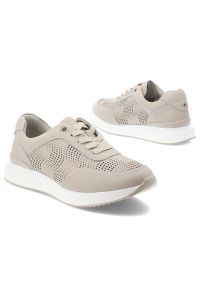 Beżowe Sneakersy S.Barski Modne Obuwie Damskie. Zapięcie: sznurówki. Kolor: beżowy. Materiał: materiał. Szerokość cholewki: normalna #4
