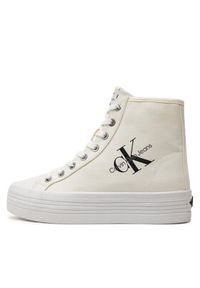 Calvin Klein Jeans Sneakersy Vulcanized Flatform Mid Cut YW0YW00646 Biały. Kolor: biały. Materiał: materiał #4