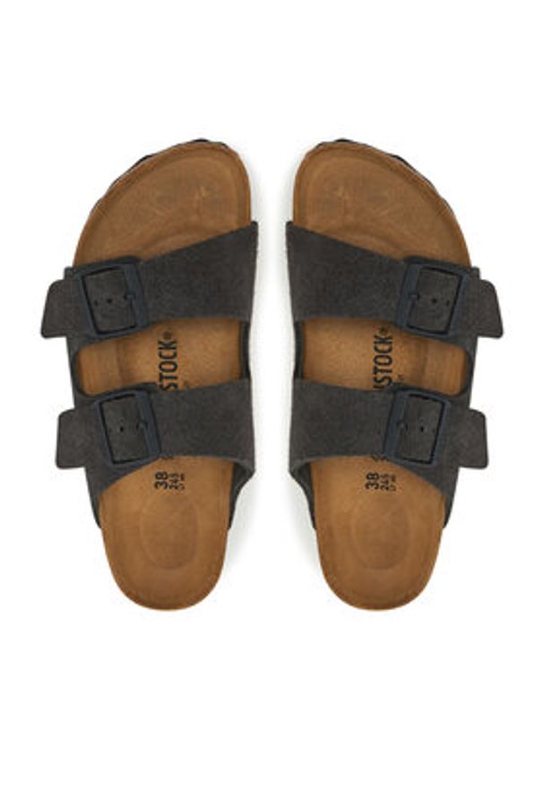 Birkenstock Klapki Arizona zamsz 1028592 Szary. Kolor: szary. Materiał: zamsz, skóra