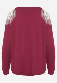 Born2be - Fioletowy Sweter z Wiskozą Cekinami i Koralikami Nevalanna. Okazja: na spotkanie biznesowe. Kolor: fioletowy. Materiał: wiskoza. Styl: wizytowy, biznesowy, klasyczny #4