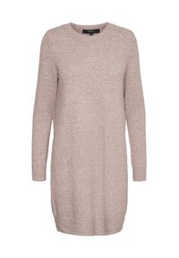 Vero Moda Sukienka dzianinowa 10215523 Beżowy Relaxed Fit. Kolor: beżowy. Materiał: syntetyk #6