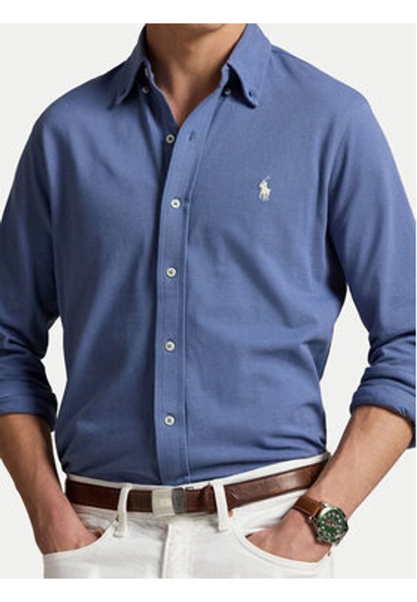 Polo Ralph Lauren Koszula 710654408143 Niebieski Regular Fit. Typ kołnierza: polo. Kolor: niebieski. Materiał: bawełna