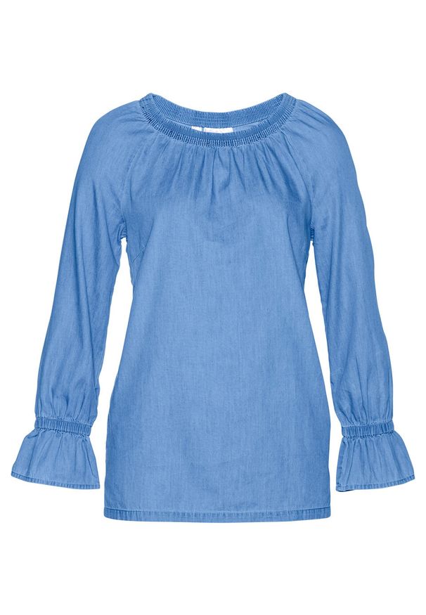 Tunika dżinsowa bonprix niebieski "medium bleached". Kolor: niebieski. Materiał: materiał, bawełna