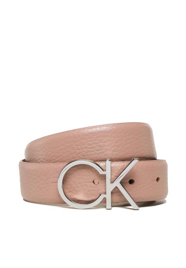 Calvin Klein Pasek Damski Re-Lock Ck Logo Belt 30mm Pbl K60K610413 Różowy. Kolor: różowy. Materiał: skóra