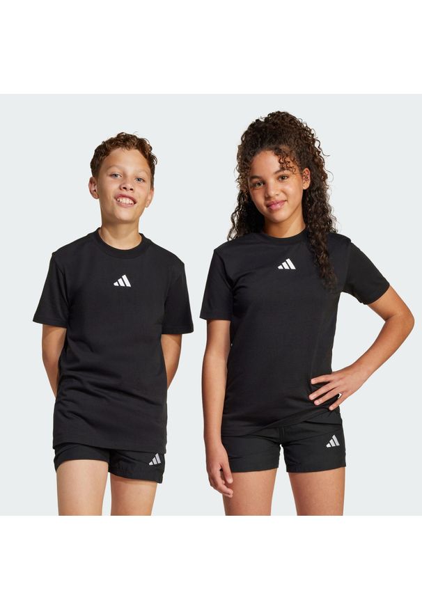 Adidas - Koszulka Essentials Kids. Kolor: czarny, wielokolorowy, biały. Materiał: bawełna, materiał. Sport: joga i pilates