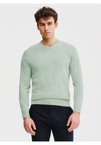 Pako Lorente - PAKO LORENTE – Zielony męski sweter w serek. Typ kołnierza: dekolt w serek. Kolor: zielony, czerwony, niebieski. Materiał: bawełna. Sezon: wiosna #1