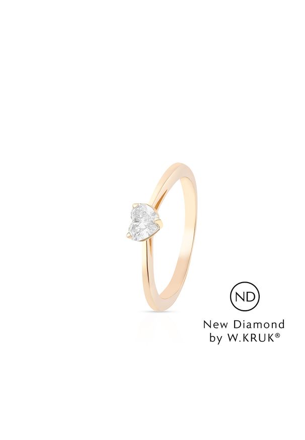 W.KRUK - Pierścionek zaręczynowy złoty Doskonały - New Diamond by W.KRUK 0,3 ct. Materiał: złote. Kolor: złoty. Wzór: aplikacja. Kamień szlachetny: brylant