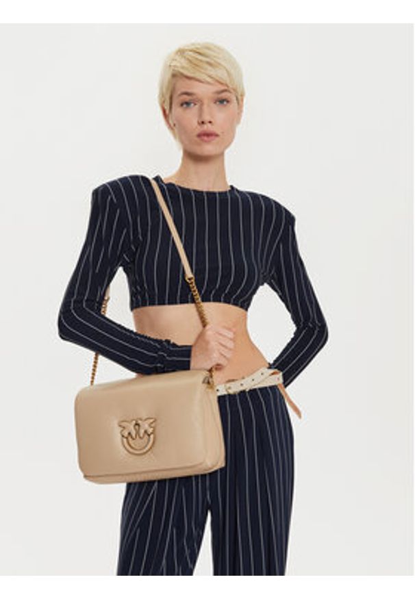 Pinko - PINKO Torebka Love Click Puff Classic AI 23-24 PLTT101585 A1J5 Z14B Beżowy. Kolor: beżowy. Materiał: skórzane