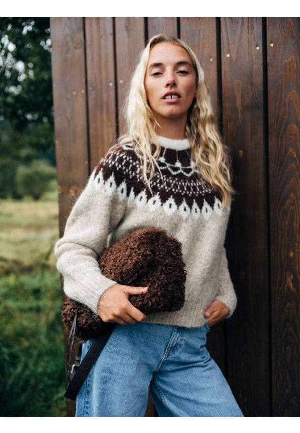 Reserved - Sweter z dodatkiem wełny - wielobarwny. Materiał: wełna