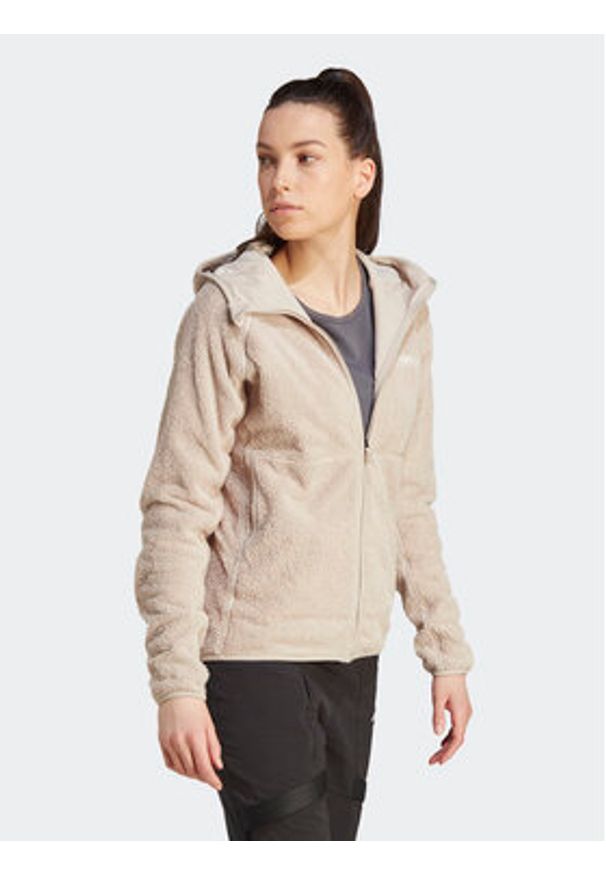 Adidas - adidas Polar Terrex Techrock Reversible High-Pile-Fleece IB1862 Beżowy Slim Fit. Kolor: beżowy. Materiał: syntetyk