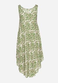 Born2be - Zielona Bawełniana Sukienka Rozkloszowana w Abstrakcyjny Wzór Natiliana. Okazja: na co dzień. Kolor: zielony. Materiał: bawełna. Sezon: lato. Styl: casual #5