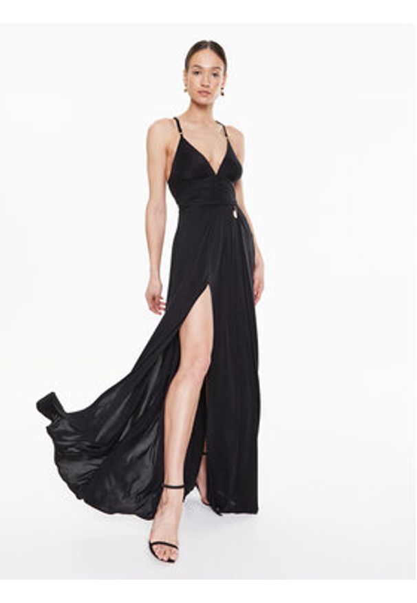 Elisabetta Franchi Sukienka wieczorowa AB-430-32E2-V700 Czarny Regular Fit. Kolor: czarny. Styl: wizytowy