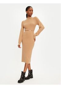 TwinSet - TWINSET Sukienka dzianinowa 242TP3591 Beżowy Slim Fit. Kolor: beżowy. Materiał: syntetyk #5