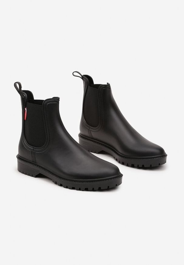 Renee - Czarne Kalosze z Elastyczną Wstawką Erlexia. Okazja: na co dzień. Kolor: czarny. Materiał: jeans. Obcas: na płaskiej podeszwie. Styl: casual