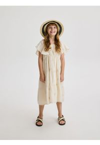 Reserved - Muślinowa sukienka z haftem - złamana biel. Materiał: bawełna. Wzór: haft #1