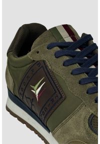Aeronautica Militare - AERONAUTICA MILITARE Zielone sneakersy męskie Frecce Tricolori, Rozmiar 42. Okazja: na co dzień. Kolor: zielony. Materiał: tkanina, zamsz. Wzór: haft #2