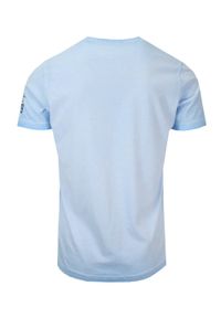 New Antracid - T-Shirt Męski Jasny Niebieski z Nadrukiem, Koszulka, Krótki Rękaw, U-neck. Okazja: na co dzień. Kolor: niebieski. Materiał: bawełna. Długość rękawa: krótki rękaw. Długość: krótkie. Wzór: nadruk. Sezon: wiosna, lato. Styl: casual #2