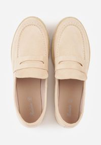 Born2be - Beżowe Mokasyny Ozdobione Plecionką Fennata. Kolor: beżowy. Wzór: aplikacja. Styl: klasyczny, boho #3