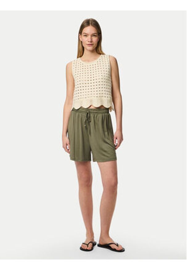 Pieces Szorty materiałowe Anora 17148783 Zielony Regular Fit. Kolor: zielony. Materiał: syntetyk