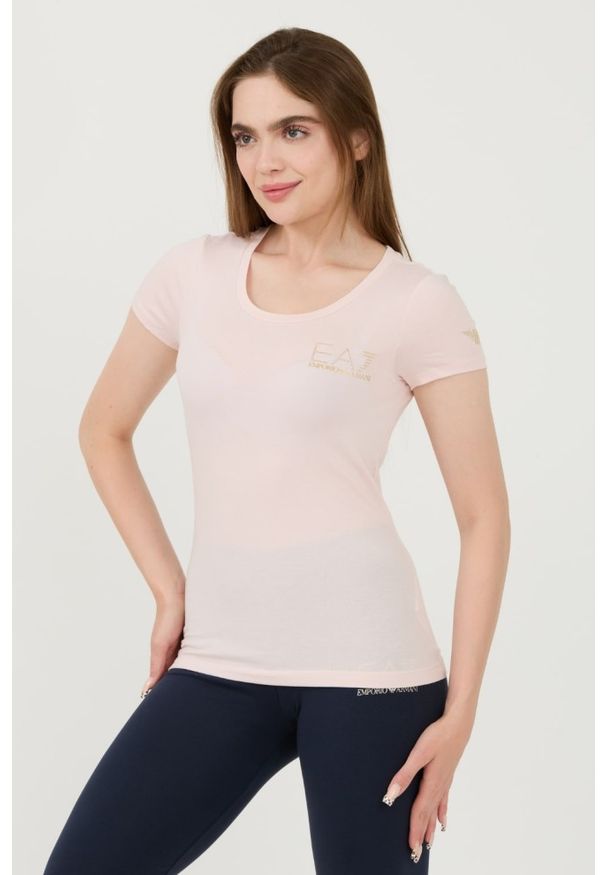 EA7 Emporio Armani - EA7 Różowy damski t-shirt, Rozmiar XS. Kolor: różowy