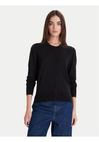 Calvin Klein Kardigan LV044D323G Czarny Slim Fit. Kolor: czarny. Materiał: wełna