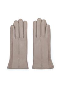 Wittchen - Damskie rękawiczki skórzane z zamszowymi wstawkami beżowe. Kolor: beżowy. Materiał: skóra. Styl: klasyczny #2