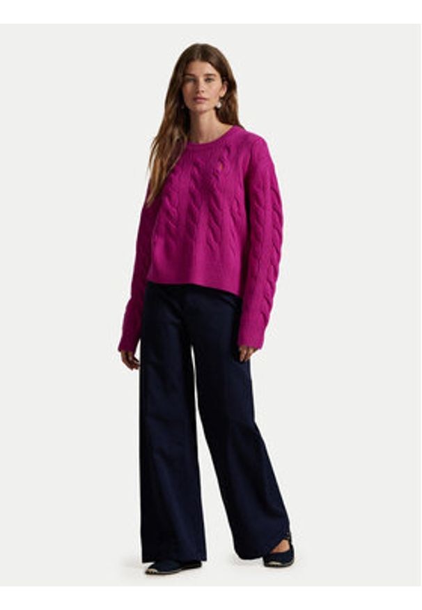 Polo Ralph Lauren Sweter 211A91216001 Różowy Straight Fit. Typ kołnierza: polo. Kolor: różowy. Materiał: wełna