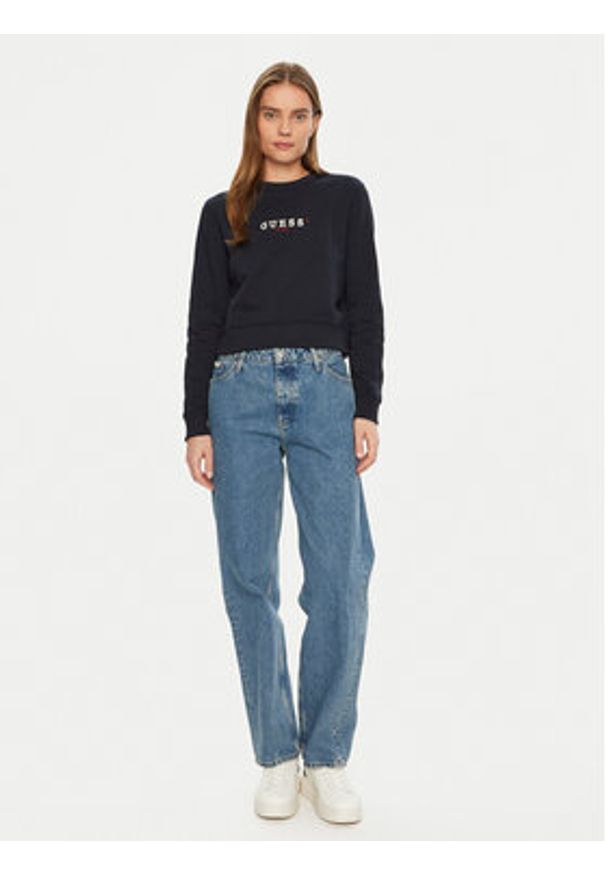 Guess Jeans Bluza W5RQ28 K68I4 Granatowy Regular Fit. Kolor: niebieski. Materiał: bawełna