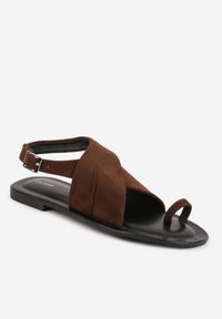 Renee - Brązowe Sandały VICES z Imitacji Zamszu o Fasonie Japonek z Paskiem na Palec Cresea. Zapięcie: pasek. Kolor: brązowy. Materiał: zamsz. Sezon: wiosna, lato #4