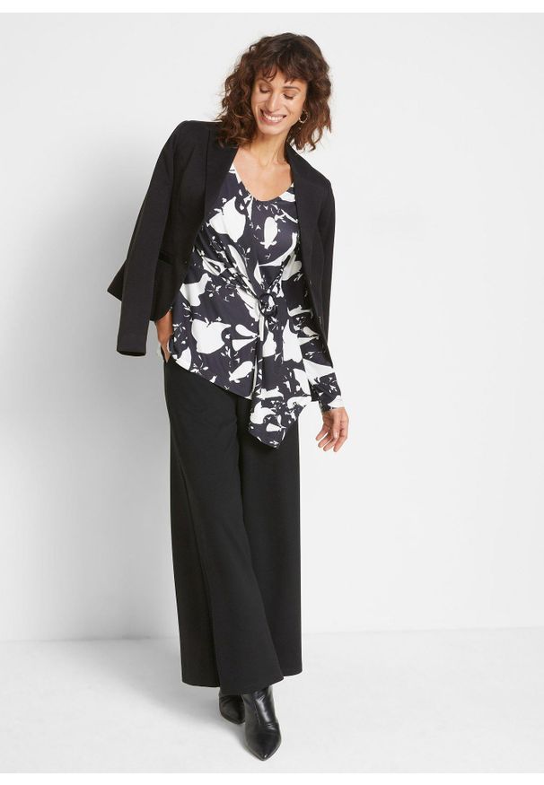 bonprix - Wygodne spodnie culotte z dzianiny punto di roma. Kolor: czarny. Materiał: dzianina. Styl: elegancki