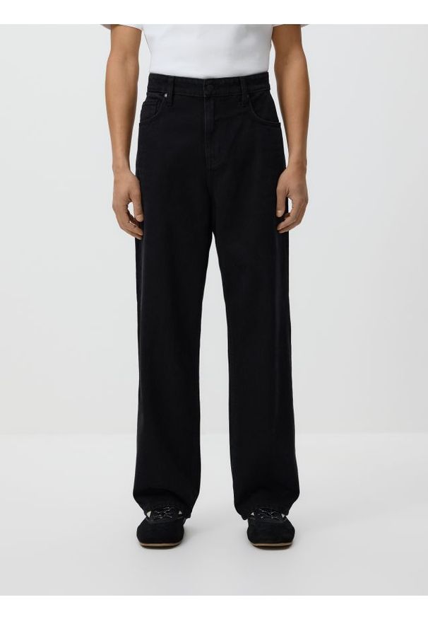 Reserved - Jeansy loose z efektem sprania - czarny. Kolor: czarny