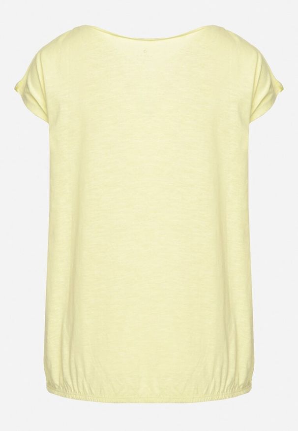 Born2be - Żółty Bawełniany T-shirt w Klasycznym Stylu Raliessa. Okazja: na co dzień. Kolor: żółty. Materiał: bawełna. Sezon: lato, wiosna. Styl: klasyczny