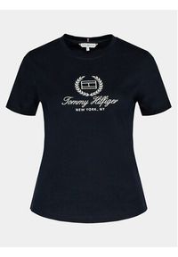 TOMMY HILFIGER - Tommy Hilfiger T-Shirt Flag Script WW0WW41761 Granatowy Slim Fit. Kolor: niebieski. Materiał: bawełna