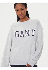 GANT - Gant Bluza Logo 4200840 Szary Relaxed Fit. Kolor: szary. Materiał: bawełna