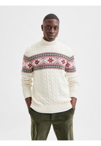 Golf Selected Homme. Typ kołnierza: golf. Kolor: beżowy. Materiał: bawełna #1