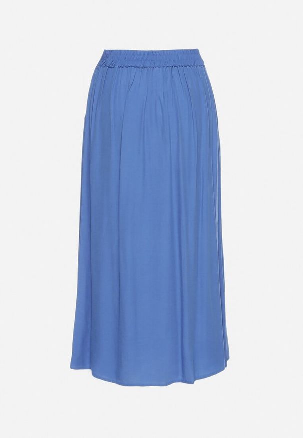 Born2be - Niebieska Spódnica Maxi z Guzikami i Gumką w Pasie Aurorsa. Okazja: na co dzień. Kolor: niebieski. Styl: klasyczny, elegancki, casual