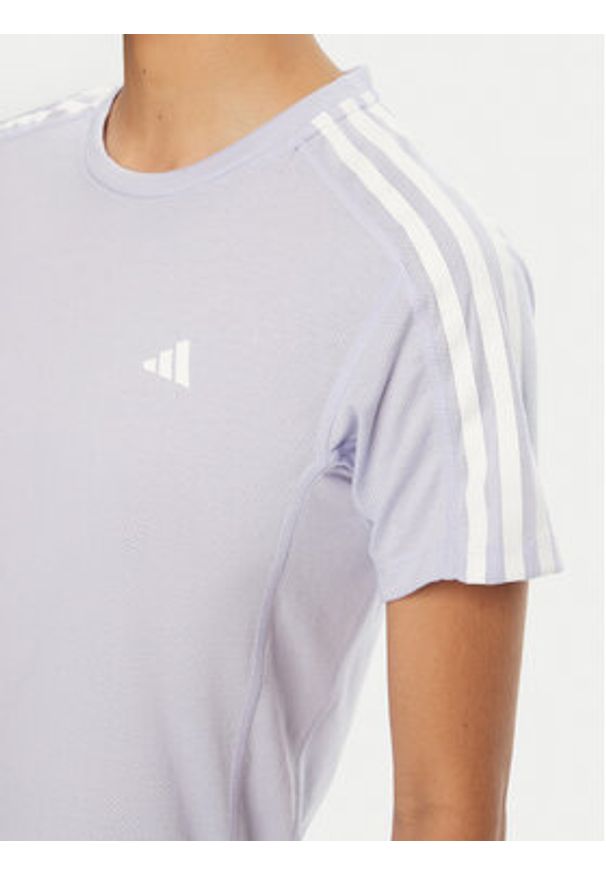 Adidas - adidas Koszulka techniczna Own the Run 3-Stripes JD2276 Fioletowy Regular Fit. Kolor: fioletowy. Materiał: syntetyk. Sport: bieganie