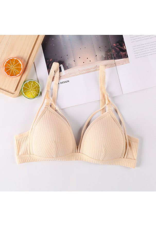 Intica - Biustonosz bez fiszbin miękki na co dzień Najiba. Kolor: beżowy. Materiał: materiał, skóra