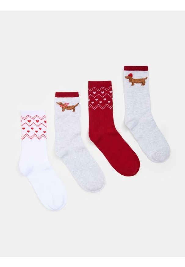 Sinsay - Prążkowane skarpetki 4 pack - wielobarwny. Materiał: prążkowany
