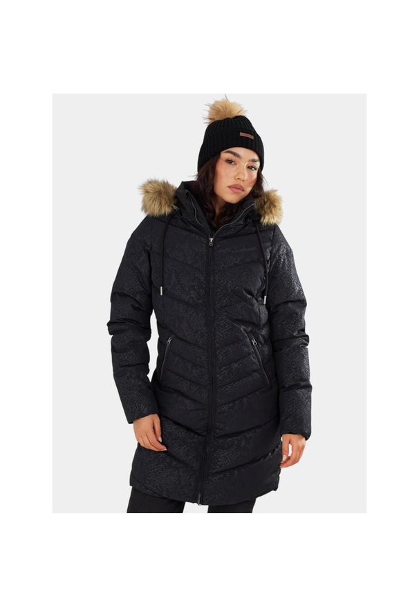 FUNDANGO - Płaszcz Zimowy Damski Fundango Puppis. Kolor: czarny. Materiał: syntetyk. Sezon: zima. Sport: turystyka piesza