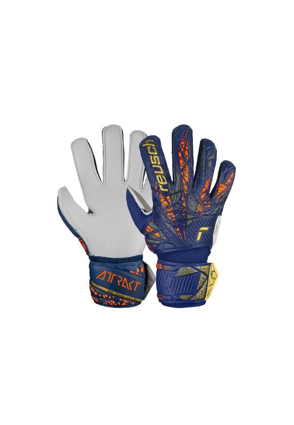 Reusch - Rękawice bramkarskie dziecięce REUSCH Attrakt Solid Junior. Kolor: żółty, wielokolorowy, niebieski. Sport: piłka nożna