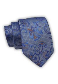 Krawat Alties (7 cm) - Niebieski, Orientalny Wzór. Kolor: niebieski. Materiał: tkanina. Styl: elegancki, wizytowy