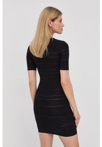 Elisabetta Franchi sukienka kolor czarny mini dopasowana. Kolor: czarny. Materiał: tkanina, materiał. Długość rękawa: krótki rękaw. Wzór: gładki. Typ sukienki: dopasowane. Długość: mini #3